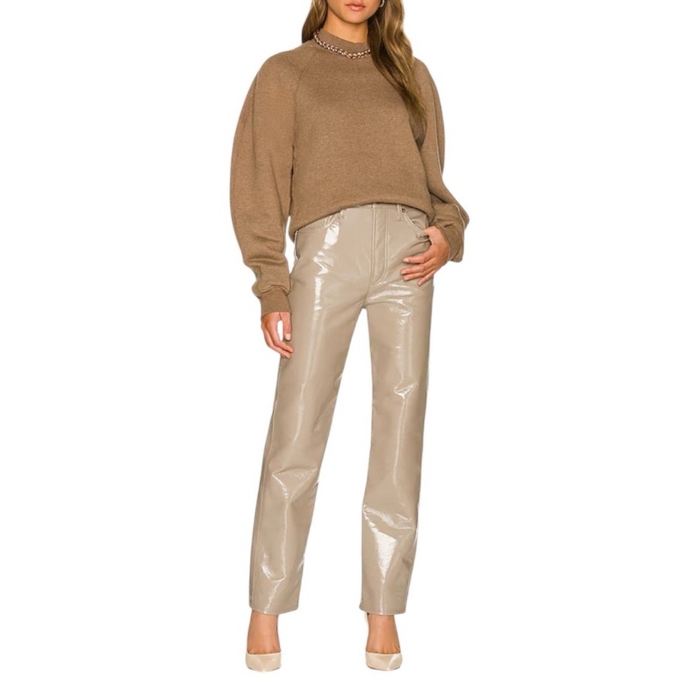 AGOLDE 90s Pinch Waist patent recycled leather pants Quail color 24